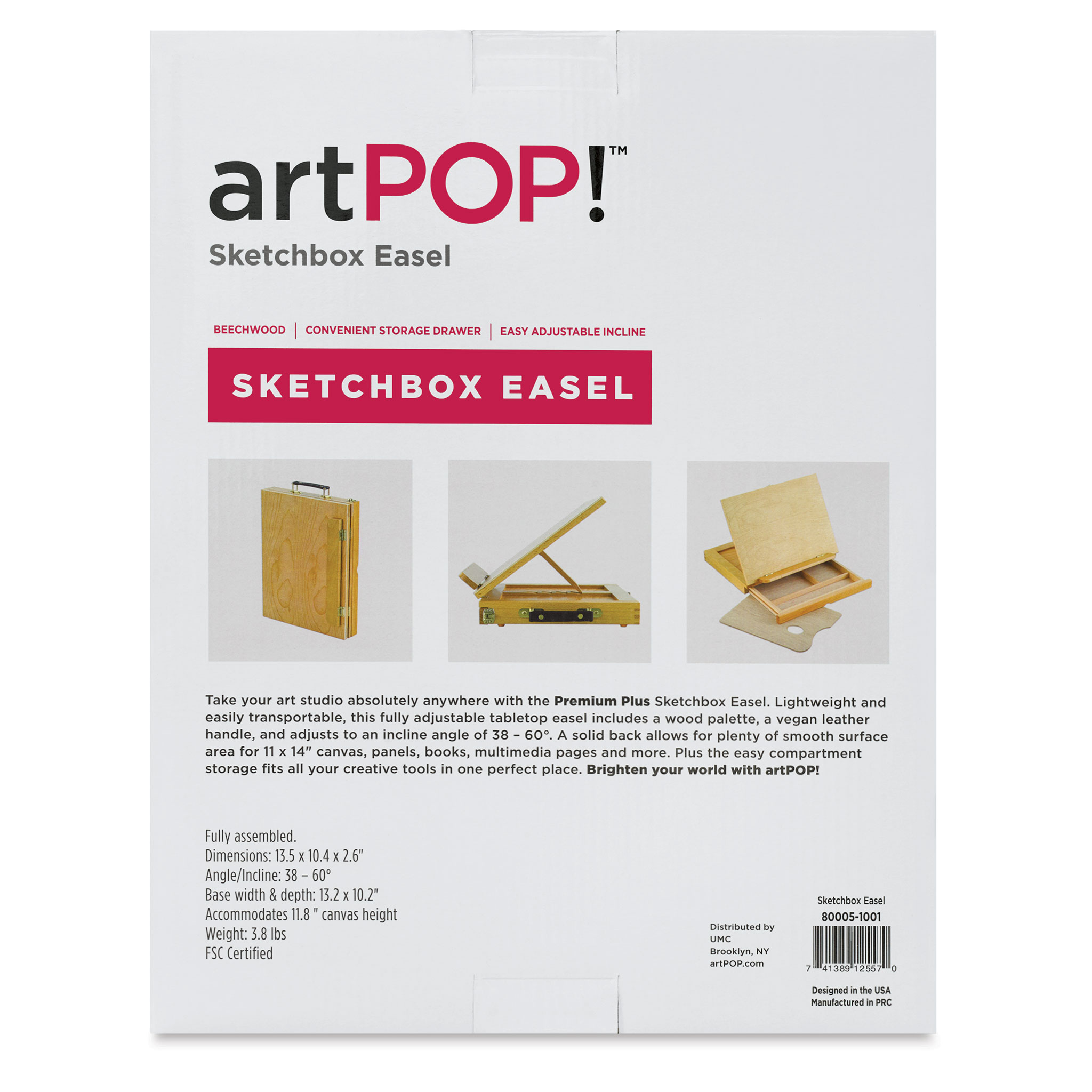 Blick Studio Sketch Box Easel - Natural Beechwood