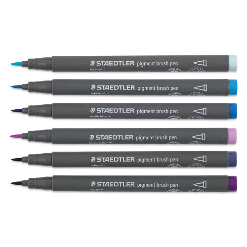 Staedtler Pigment Arts Brush Pens - Blues and Violets, Set of 6