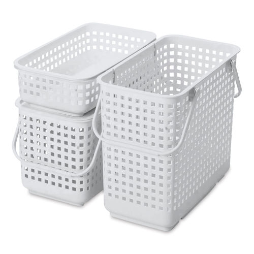 PP Plastic Storage Bins, White Storage Box with Handle Stackable ,  Containers for Organizing small things, Small Storage Basket for Table