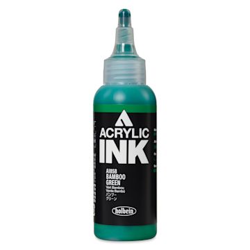 Open in modal - Holbein Acrylic Ink - Bamboo Green, 100 ml, front of the bottle