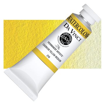 Open in modal - Da Vinci Artists' Permanent Watercolor - Cadmium Yellow Medium, 37 ml tube and swatch