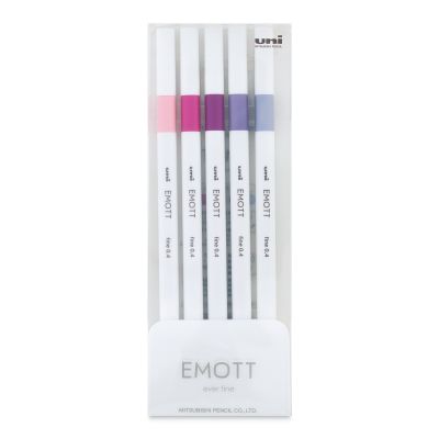 Uni Emott Fineliner - Set of 5, Floral Colors (front of package)