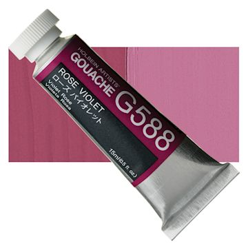 Open in modal - Holbein Artists' Gouache - Rose Violet, 15 ml tube and swatch