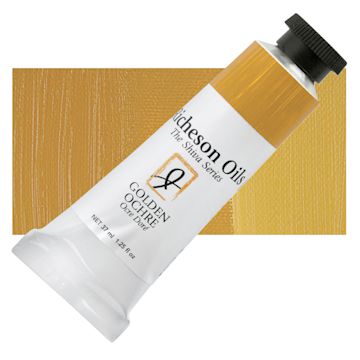 Open in modal - Shiva Signature Artist Oil Color - Golden Ochre, 1.25 oz Tube and swatch
