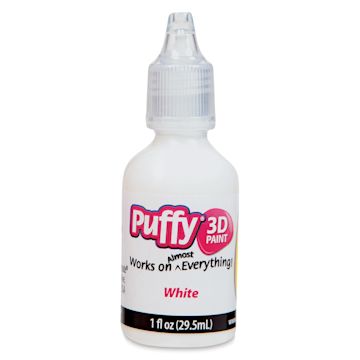Open in modal - Tulip Dimensional Fabric Paint - White, Puffy, 1 oz bottle shown

