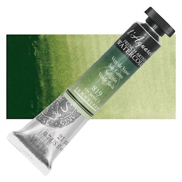 Open in modal - Sennelier French Artists' Watercolor - Sap Green, 21 ml Tube and swatch
