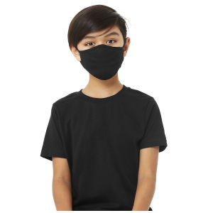 Bella Canvas Kids Reusable Face Mask - Black, Shown in use.