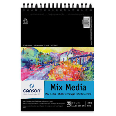 Canson Artist Series Mix Media Pad - Front Cover of 9" x 12" wirebound pad showing label