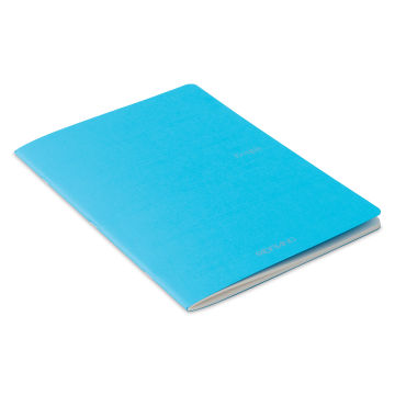 Fabriano EcoQua Staplebound Notebook - Turquoise, 11.7" x 8.3", Lined (side view)