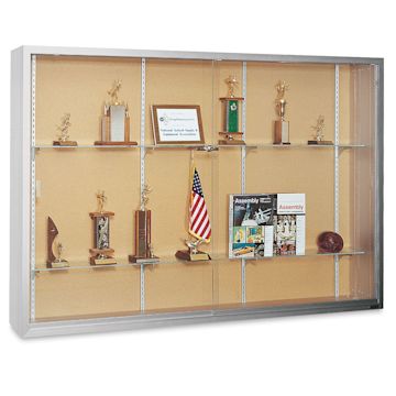 Open in modal - Claridge Sliding Door Display Case - 4 ft x 5 ft x 10 3/4", Tan Cork