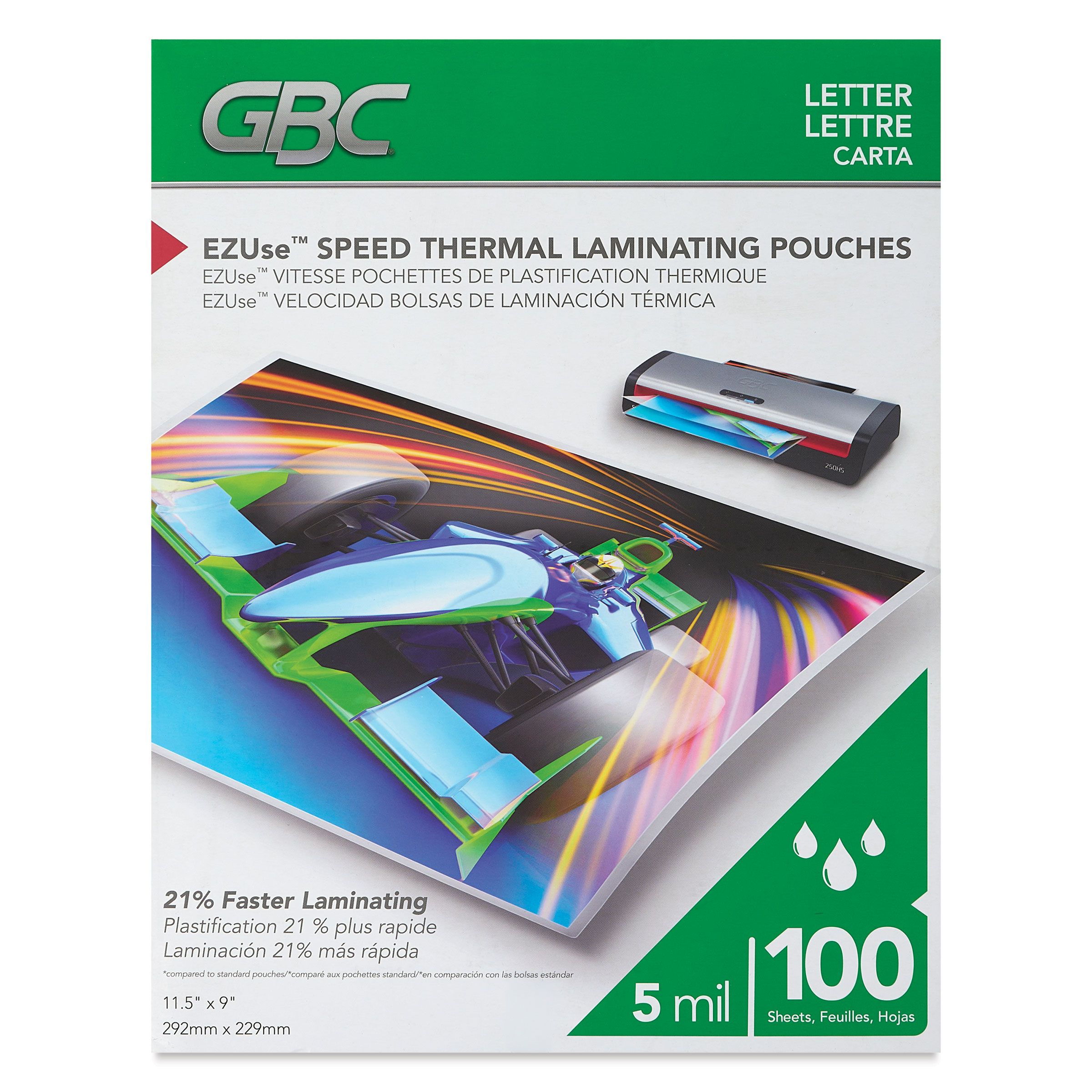 GBC EZUse Speed Thermal Laminating Pouches - Pkg of 100, 5ml