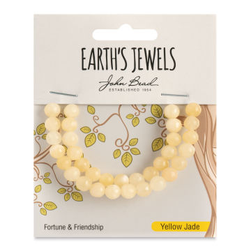 John Bead Semi-Precious Beads - Yellow Jade, Round, 6 mm, 33 beads