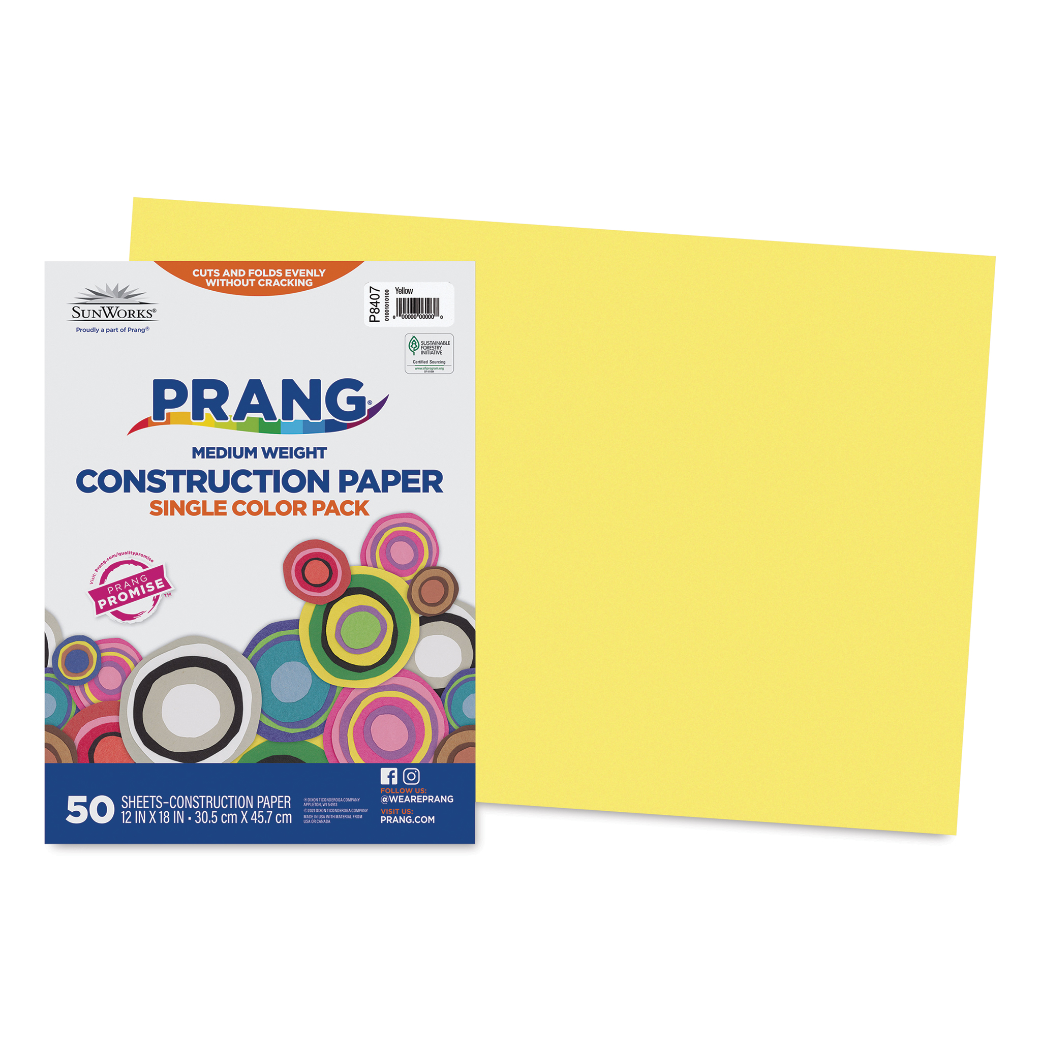 SunWorks Construction Paper, 58lb, 12 x 18, Yellow, 50/Pack