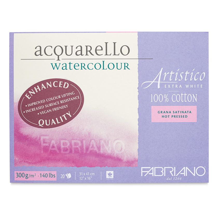 Fabriano Artistico Enhanced Watercolor Block - Extra White, Hot Press ...