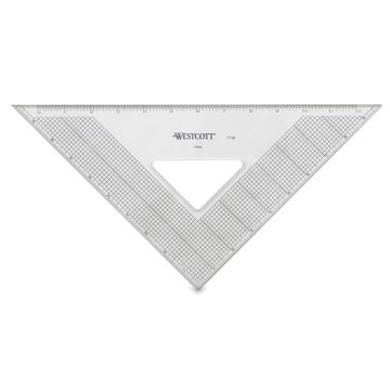 Open in modal - Westcott Gridded Triangles - Top view of clear Acrylic 45-90 degree triangle