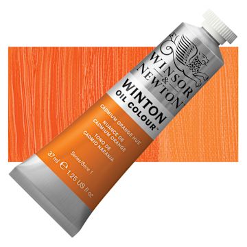 Open in modal - Winsor & Newton Winton Oil Color - Cadmium Orange Hue, 37 ml tube and swatch