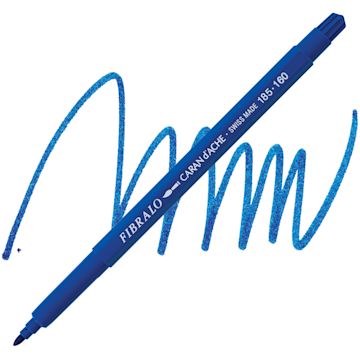 Open in modal - Caran d'Ache Fibralo Marker - Cobalt Blue marker and swatch