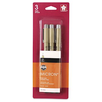 Open in modal - Sakura Pigma Micron Pens - Set of 3, Black, 01