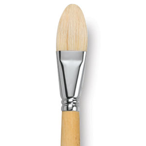 Escoda Clasico Chungking White Bristle Brush - Filbert, Extra Long Handle, Size 28