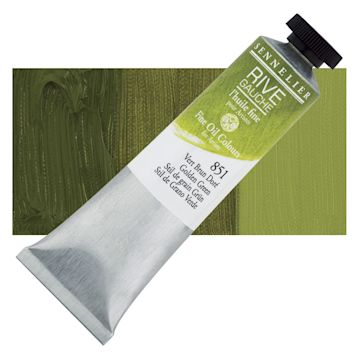 Open in modal - Sennelier Rive Gauche Artists Oil Color - Golden Green, 40 ml tube and swatch