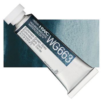 Open in modal - Holbein Artists' Watercolor - Echinops Green Grey, 15 ml tube and swatch