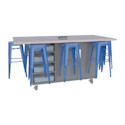CEF Ed8 Work Table with Stools - Royal Blue, Northsea Grey, 42"H