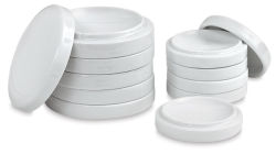Richeson Nesting Porcelain Palette Sets - Large and Small sets shown stacked with lid adjacent