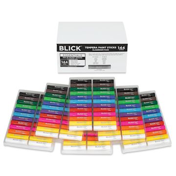 Open in modal - Blick Essentials Tempera Paint Sticks - Set of 144, contents and packaging
