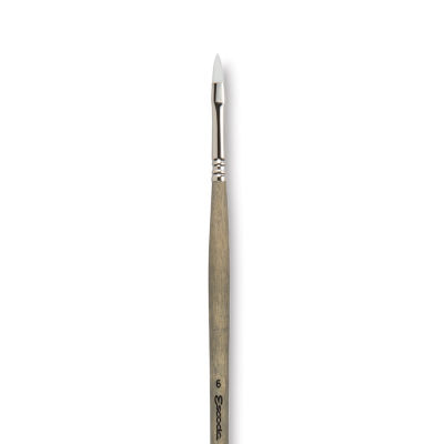 Escoda Perla Toray White Synthetic Brush - Filbert, Long Handle, Size 6