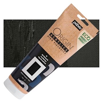 Open in modal - Pebeo Origin Acrylic Paint - Ivory Black Hue, 240 ml tube and swatch