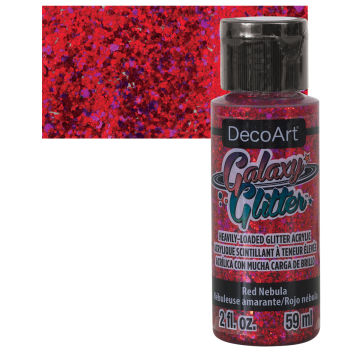DecoArt Galaxy Glitter Paint - Red Nebula bottle and swatch