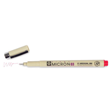 Sakura Pigma Micron Pen - Red, 03 (pen and swatch)