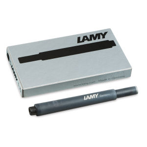 Lamy T10 Giant Ink Cartridges - Top view of package of 5 Black cartridges with one removed