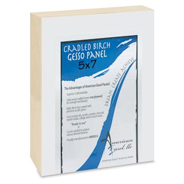 Open in modal - American Easel Gessoed Wood Painting Panel - 5" x 7", 1-5/8" Deep Cradle