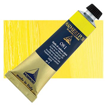 Open in modal - Maimeri Puro Oil Color - Cadmium Yellow Light, 40 ml tube and swatch