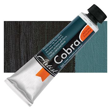 Open in modal - Cobra Artist Water Mixable Oil Paint - Perylene Green Black, 40 ml tube and swatch