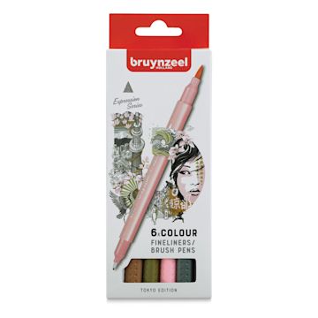 Open in modal - Bruynzeel Fineliner Brush Pens - Tokyo, Set of 6 (front of package)