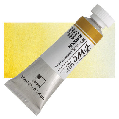 PWC Extra Fine Professional Watercolor - Aureolin, 15 ml, Swatch with Tube