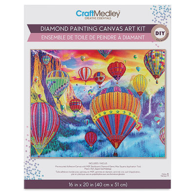 Craft Medley Diamond Painting Canvas Art Kit - Hot Air Balloons (front of packaging)