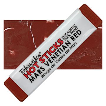 Open in modal - Enkaustikos Hot Sticks Encaustic Wax Paint - Mars Venetian Red, 13 ml Stick and swatch