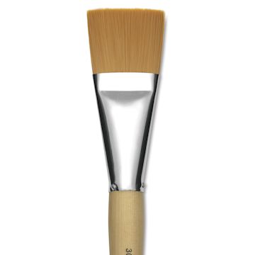 Open in modal - Silver Brush Silver Jumbo Golden Synthetic Brush - Flat, Mid-Handle, Size 30, close-up