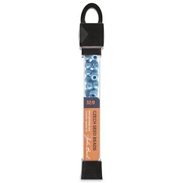 Open in modal - John Bead Czech Seed Beads - Teal Blue, Opaque Luster, 32/0, 19 g vial