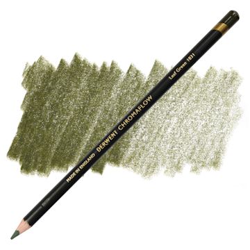 Open in modal - Derwent Chromaflow Colored Pencil - Leaf Green, swatch and pencil