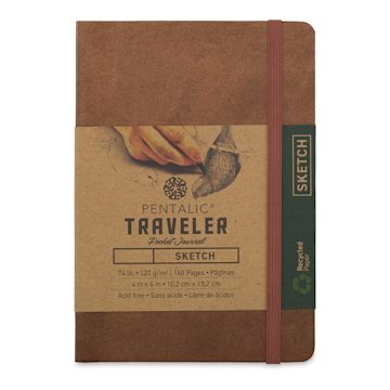 Open in modal - Pentalic Recycled Traveler's Sketchbook - 5-7/8" x 4-1/8", Metallic Copper