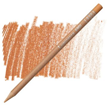 Open in modal - Caran d'Ache Luminance Colored Pencil - Burnt Ochre 50% pencil and swatch