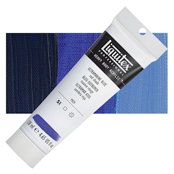 Open in modal - Liquitex Heavy Body Artist Acrylic - Ultramarine Blue (Red Shade), 138 ml, Tube and swatch