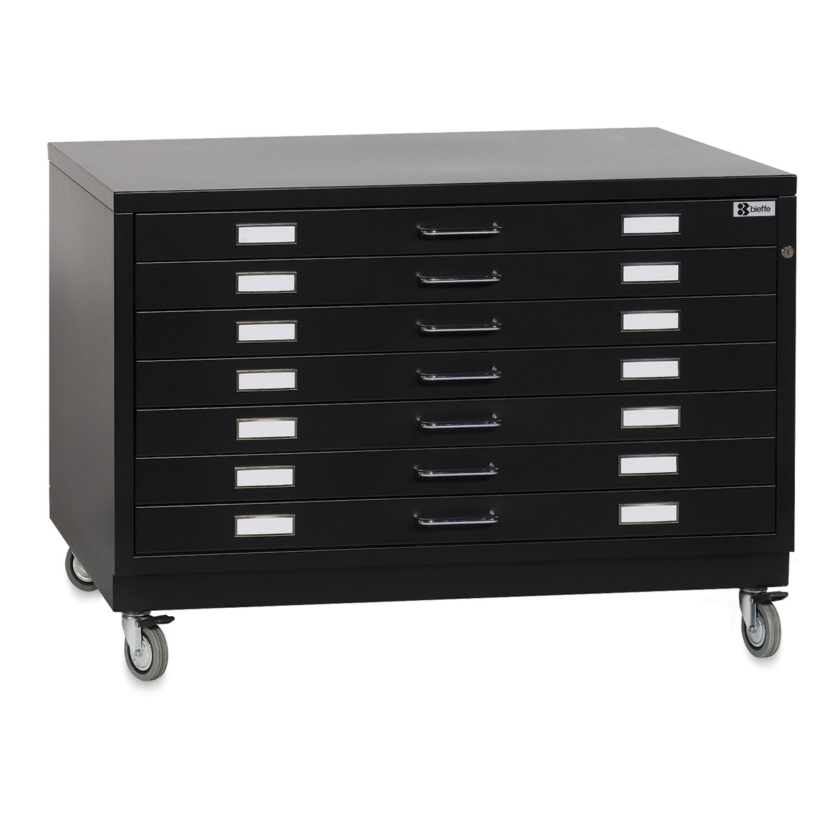 Bieffe BF Line Flat File - Black, 7-Drawer, A0, 22-1/2 x 55 x 38