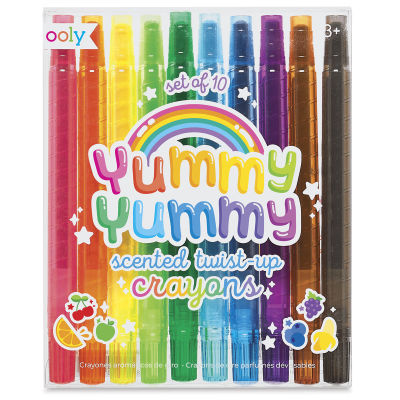 Ooly Yummy Yummy Scented Twist-Up Crayons - Front of 10 pc Package
