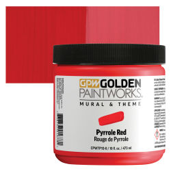 Golden Paintworks Mural and Theme Acrylic Paint - Pyrrole Red, 16 oz, Jar with swatch
