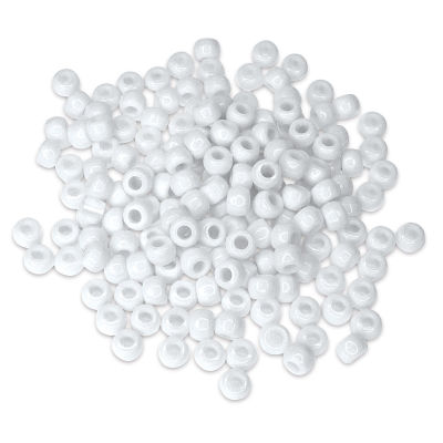 Craft Medley Barrel Pony Beads - White, Package of 175